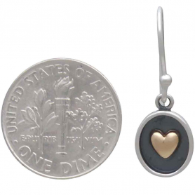 Mixed Metal Shadow Box Heart Dangle Earrings 25x9mm