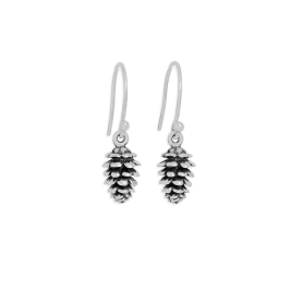 Sterling Silver Pinecone Dangle Earrings 26x7mm