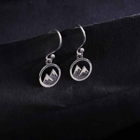 Sterling Silver Snow Capped Mountain Dangle Earring 24x10mm