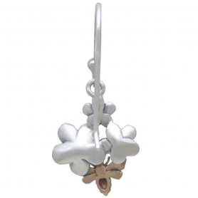 Sterling Silver Cherry Blossom Earrings w Bronze Bee 30x13mm