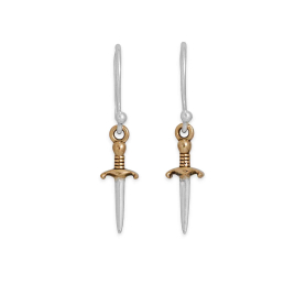Mixed Metal Mini Dagger Dangle Earrings 30x6mm