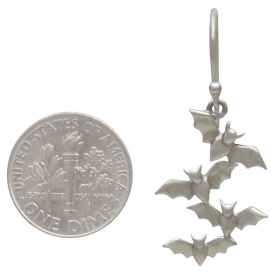 Sterling Silver Bat Cluster Dangle Earrings with Dime