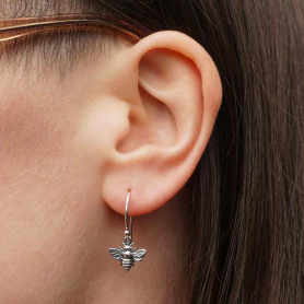 Sterling Silver Bee Dangle Earrings 23x11mm