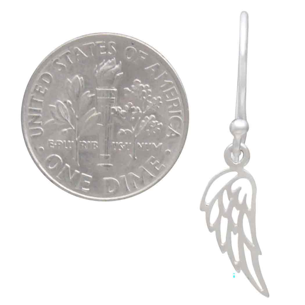 Sterling Silver Tiny Wing Dangle Earrings 30x6mm
