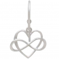 Sterling Silver Infinity Heart Dangle Earrings 26x16mm