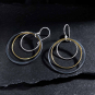 Mixed Metal Nested Circle Dangle Earrings 42x30mm