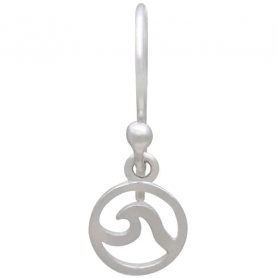 Sterling Silver Wave Dangle Earrings 22x8mm