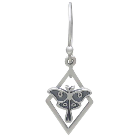 Sterling Silver Geometric Luna Moth Dangle Earrings Front View