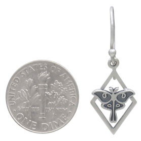 Sterling Silver Geometric Luna Moth Dangle Earrings with Dime