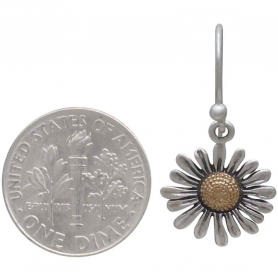 Sterling Silver Daisy Earrings with Bronze 27x13m