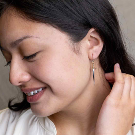 Sterling Silver Sword Dangle Earrings on model