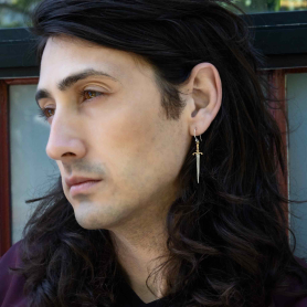 Sword Earrings on Man Model
