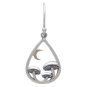 Mushroom and Moon Dangle Earrings in Teardrop Front View