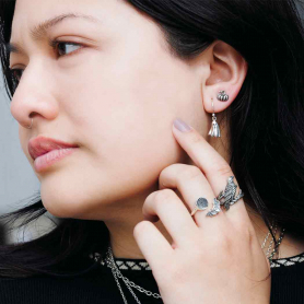 Sterling Silver 3D Ghost Dangle Earrings 25x8mm