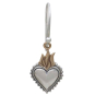 Mixed Metal Heart with Bronze Flame Dangle Earrings Front View