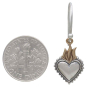 Mixed Metal Heart with Bronze Flame Dangle Earrings with Dime