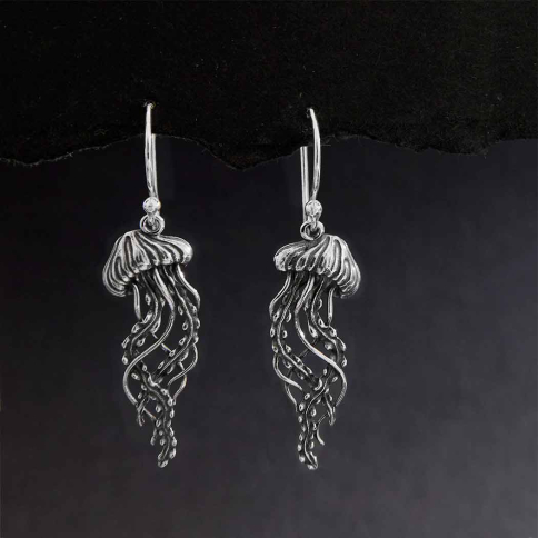 Sterling Silver Jellyfish Dangle Earrings beauty shot