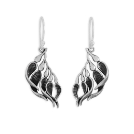 Sterling Silver Kelp Dangle Earrings 40x16mm