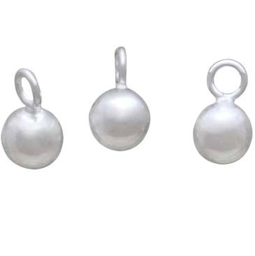 Sterling Silver Hollow Round Ball Charm Dangle 4mm