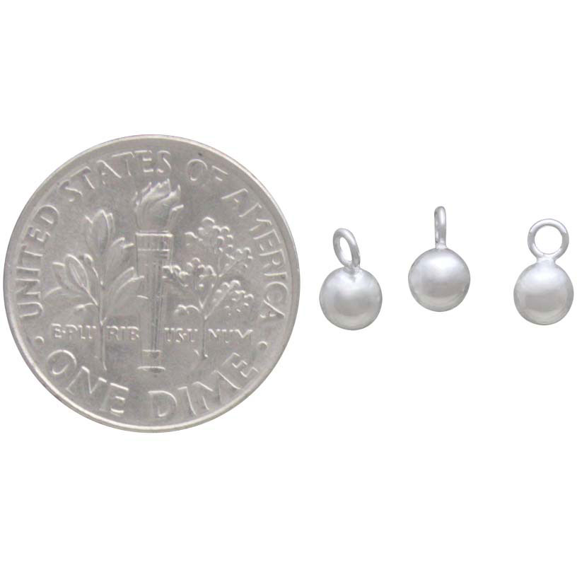 Silver Hollow Round Ball Charm Dangle 4mm DISCONTINUED