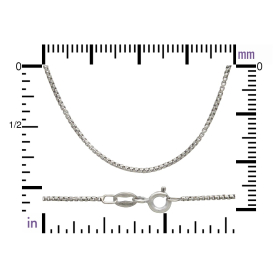 Sterling Silver 18 Inch Box Chain ruler view