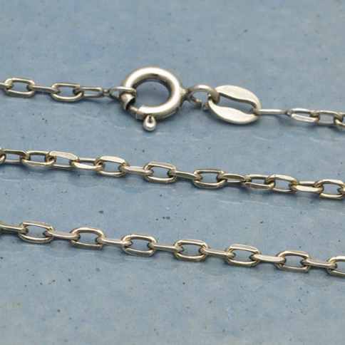 Sterling Silver 18 Inch Chain - Faceted Oval Cable Chain