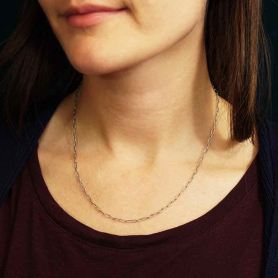 Sterling Silver Oval Cable Chain on model