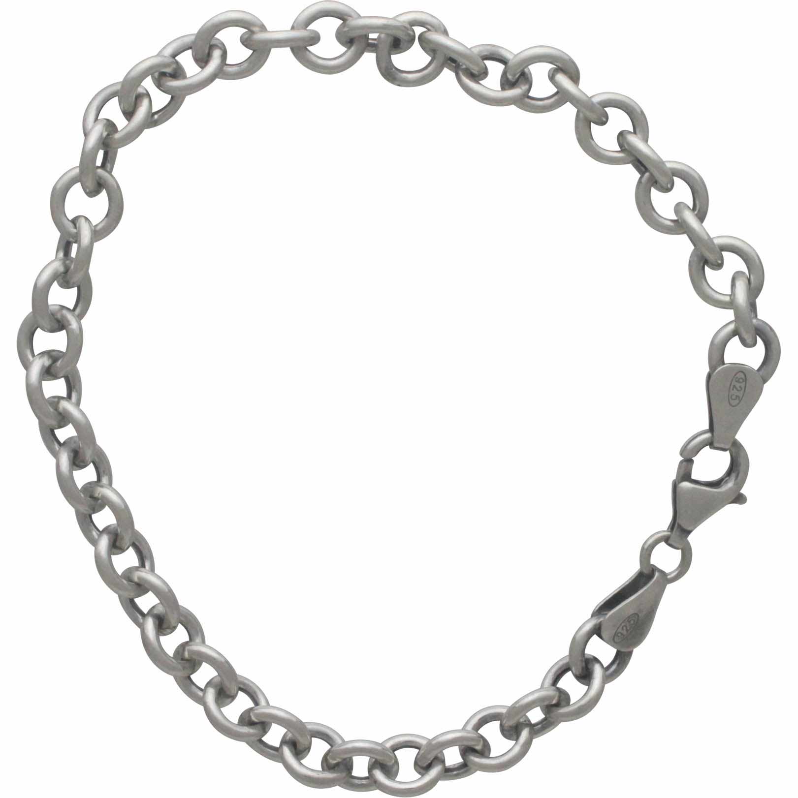 Sterling Silver 7.5 inch Charm Bracelet - Hollow Links