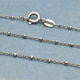 Sterling Silver Chain - 16 inch Diamond Cut Station Chain