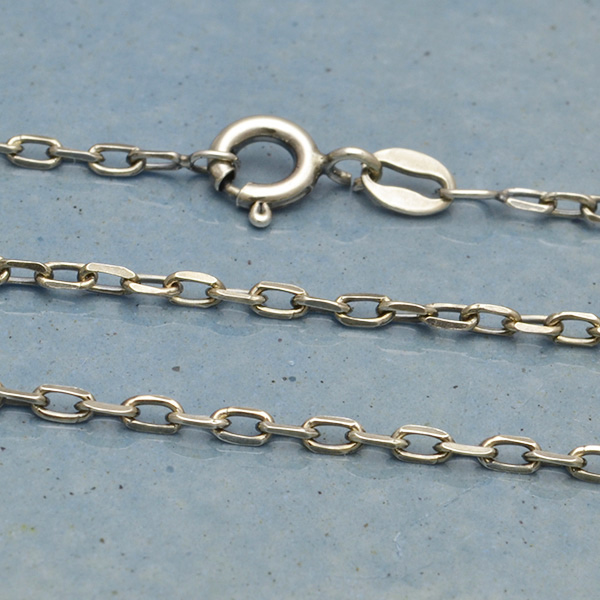 Silver Plated Oval Link Fine Trace Chain Ready Made 16 