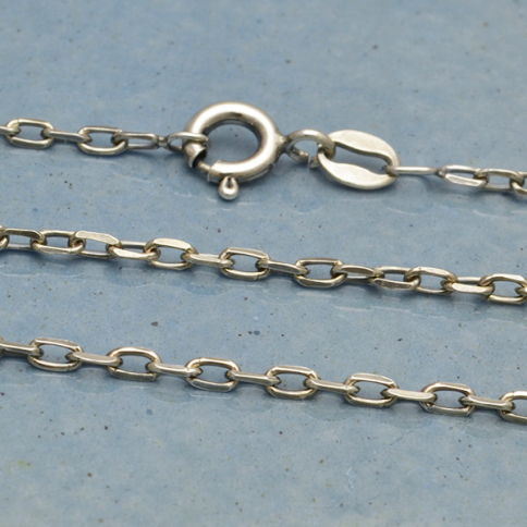 Sterling Silver Faceted Oval Cable Chain