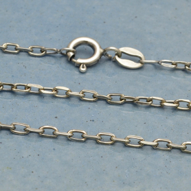 Sterling Silver 16 Inch Chain - Faceted Oval Cable Chain