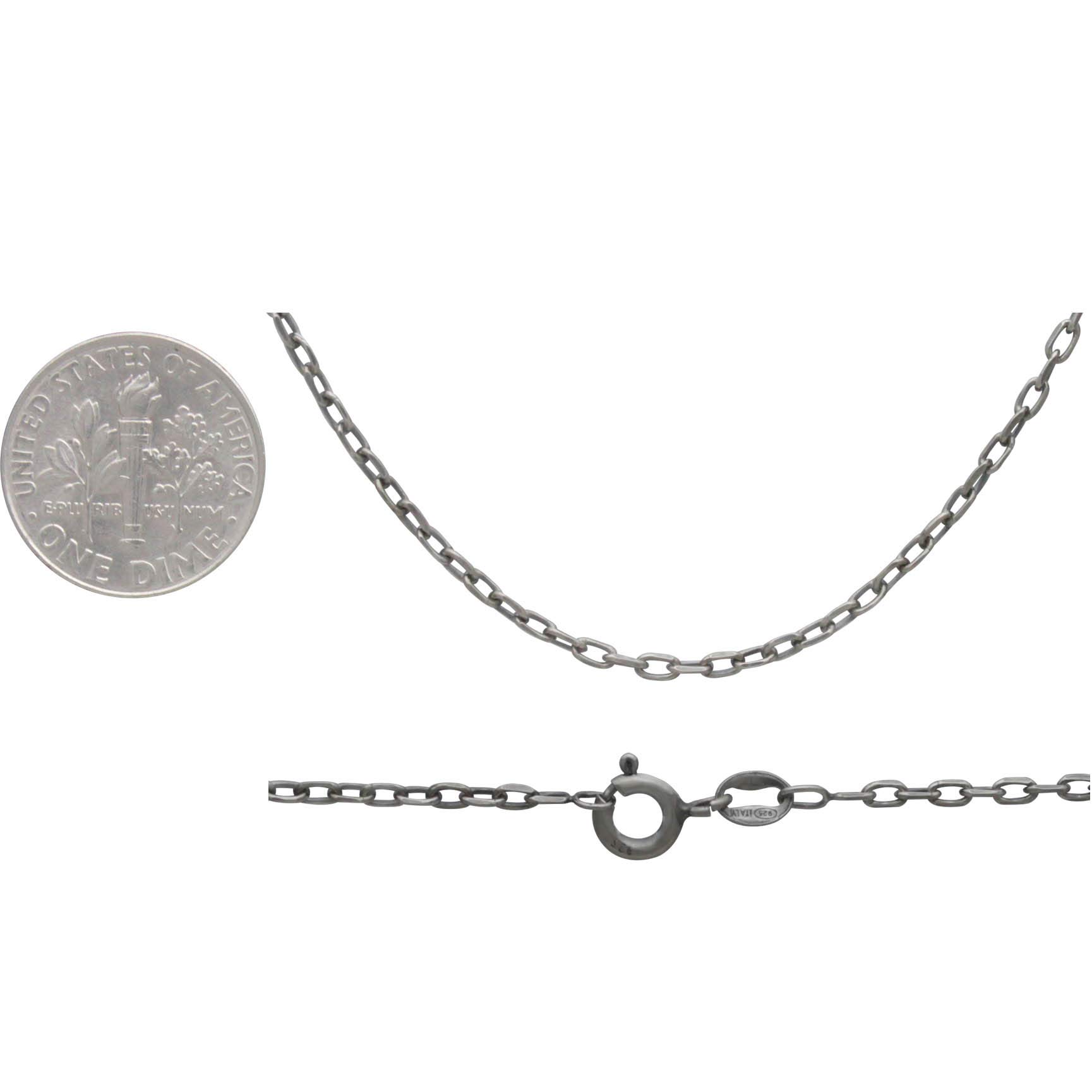 Sterling Silver 24 Inch Chain Faceted Oval Cable Chain