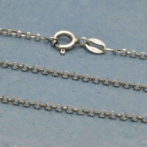 Silver Chain - 16 inch Delicate Round Faceted Cable Chain