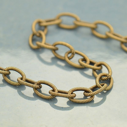 Brass Chain by the Foot - Small Oxidized Scored Oval Links - Product ...