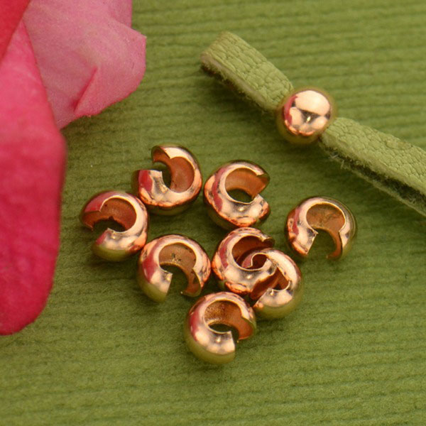 14K Rose Gold Filled Crimp Covers - 4mm