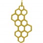 Honeycomb Charm - 24K Gold Plated Bronze 32x16mm