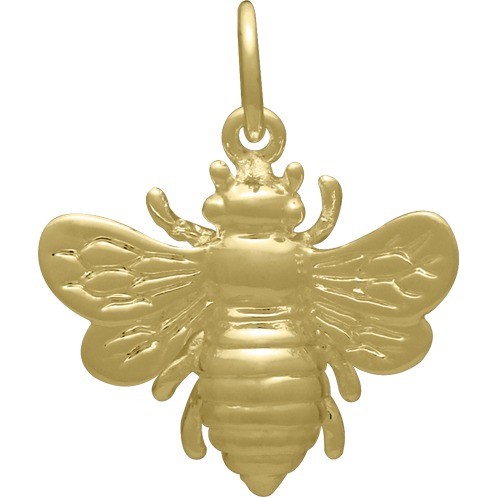 Large Bee Charm - 24K Gold Plated Bronze 20x18mm