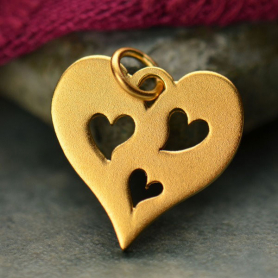 Heart Charm with 3 Heart 24K Gold Plated Bronze DISCONTINUED