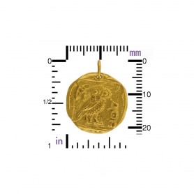 Ancient Athena's Owl Coin Charm -Gold Plated Bronze 24x19mm