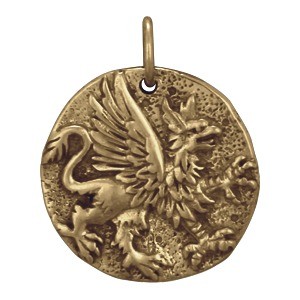 Ancient Coin Jewelry Charm - Griffin - Bronze 22x18mm