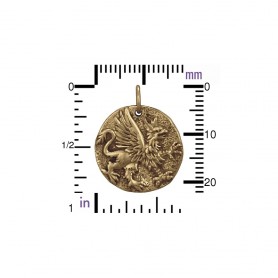 Ancient Coin Jewelry Charm - Griffin - Bronze 22x18mm