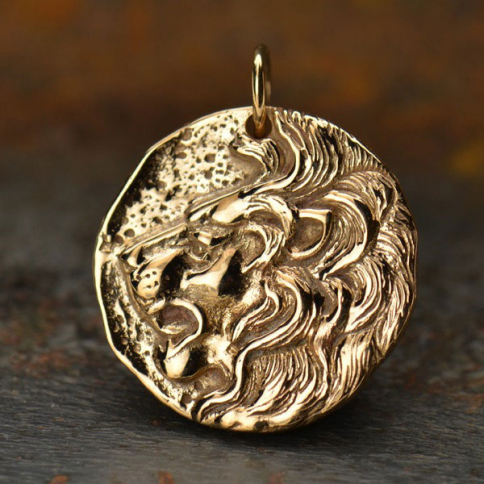 Ancient Coin Jewelry Charm - Lion - Bronze 24x20mm