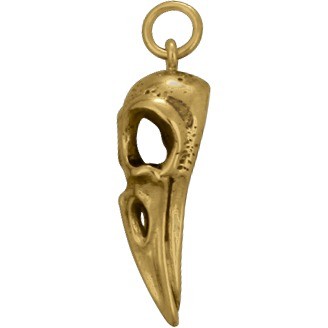 Large Bird Skull Jewelry Charm - Bronze 27x10mm