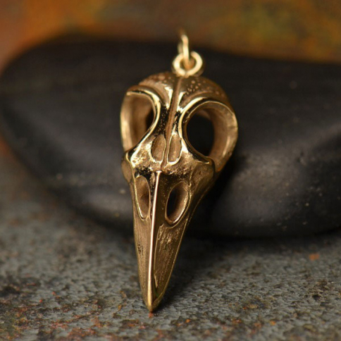 Large Bird Skull Jewelry Charm - Bronze 27x10mm