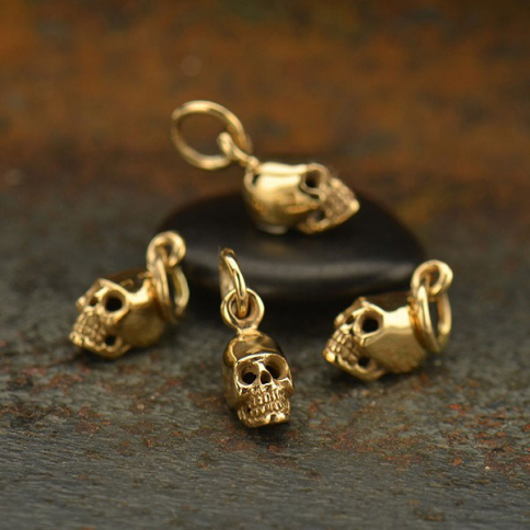 Mini Skull Jewelry Charm - Bronze 13x5mm