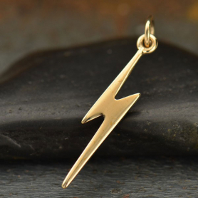 Lightning Bolt Jewelry Charm - Bronze 25x3mm