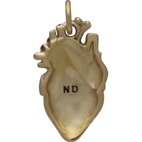 Anatomical Heart Jewelry Charm - Bronze 21x10mm