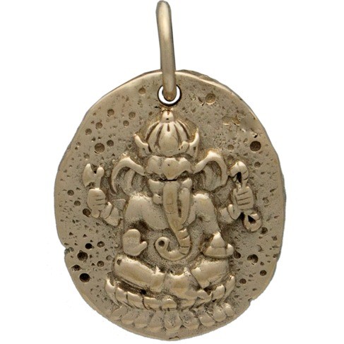 Ancient Ganesh Coin Jewelry Charm - Bronze 21x13mm