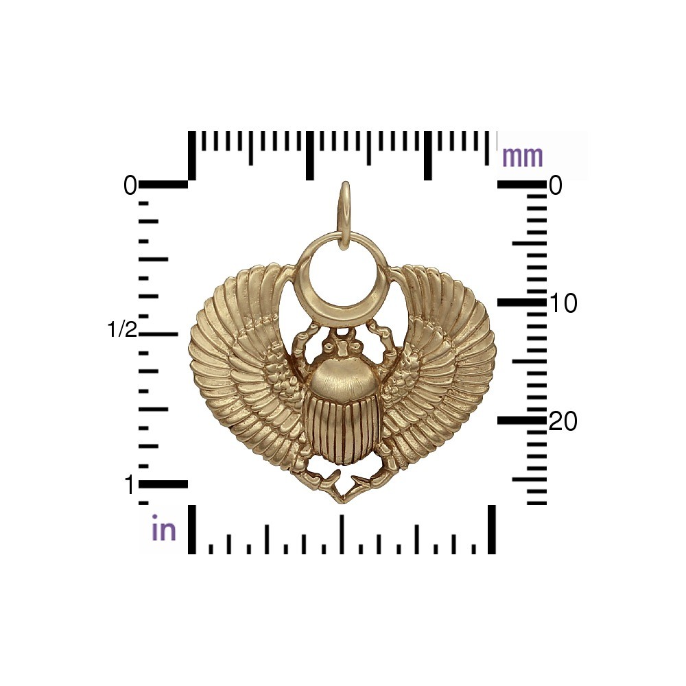 Egyptian Scarab Jewelry Pendant - Bronze 29x27mm